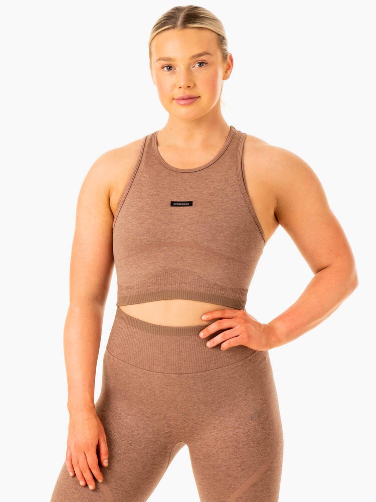 Ryderwear Excel Seamless Tank Mocha Marl | NLSY-90867