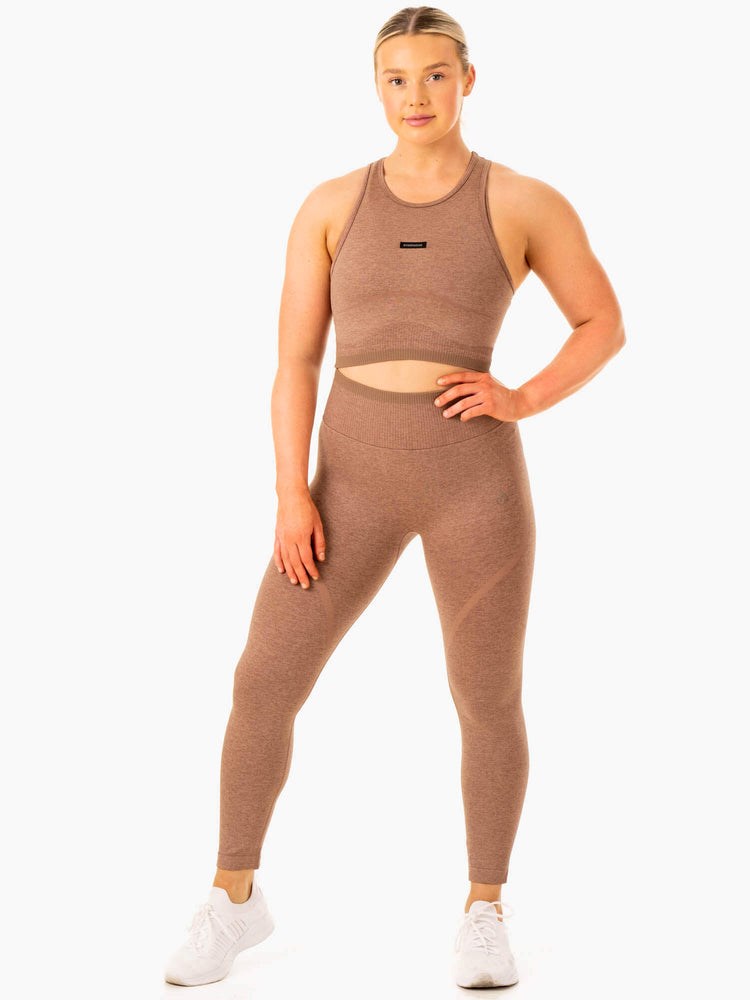 Ryderwear Excel Seamless Tank Mocha Marl | NLSY-90867