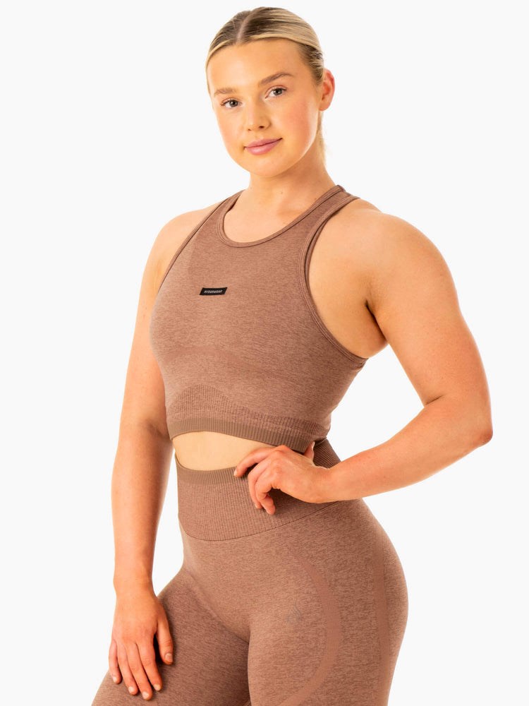 Ryderwear Excel Seamless Tank Mocha Marl | NLSY-90867