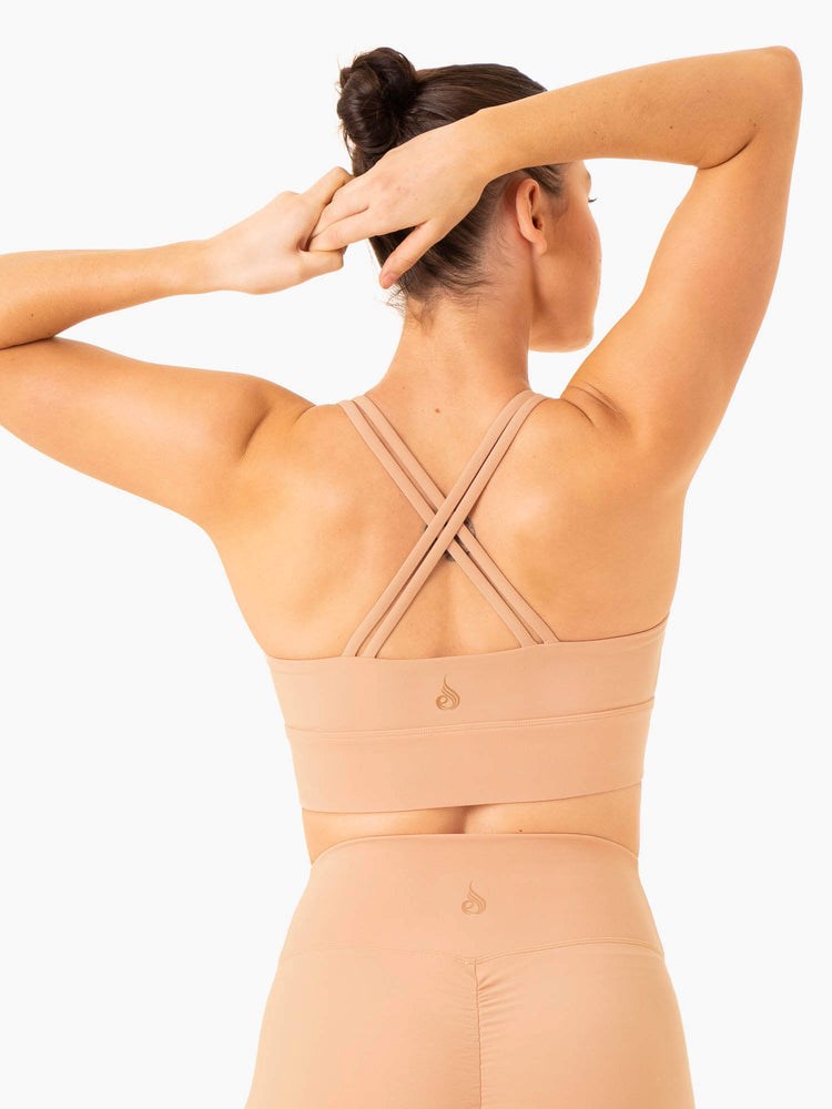 Ryderwear Flow Square Neck Sports Bra Tan | FCSZ-34612