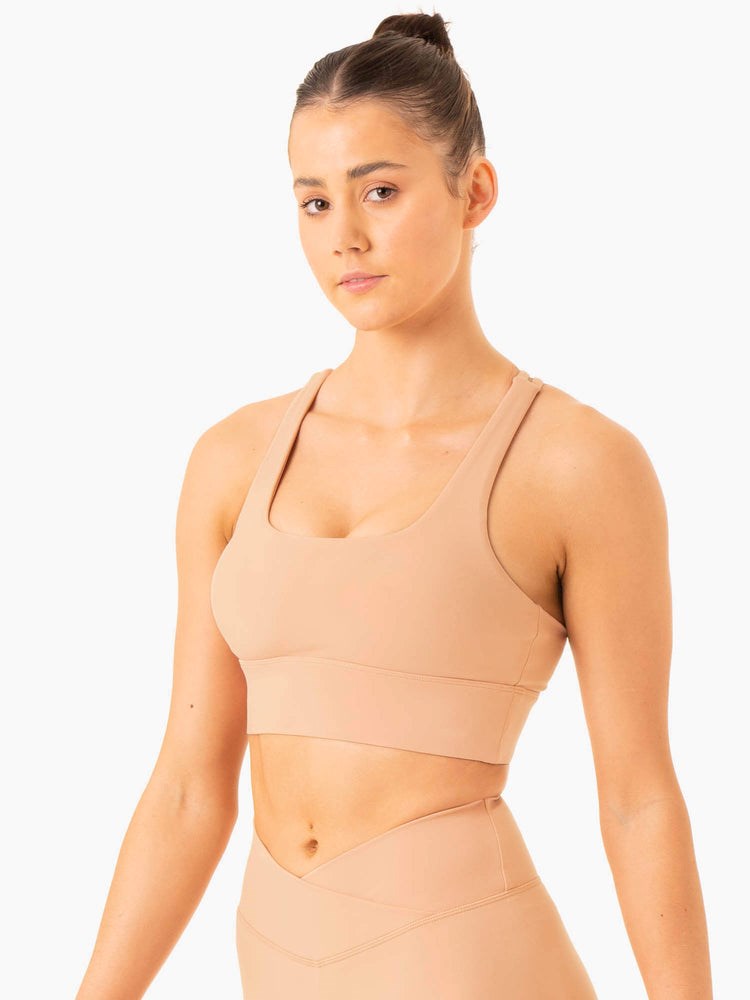 Ryderwear Flow Square Neck Sports Bra Tan | FCSZ-34612