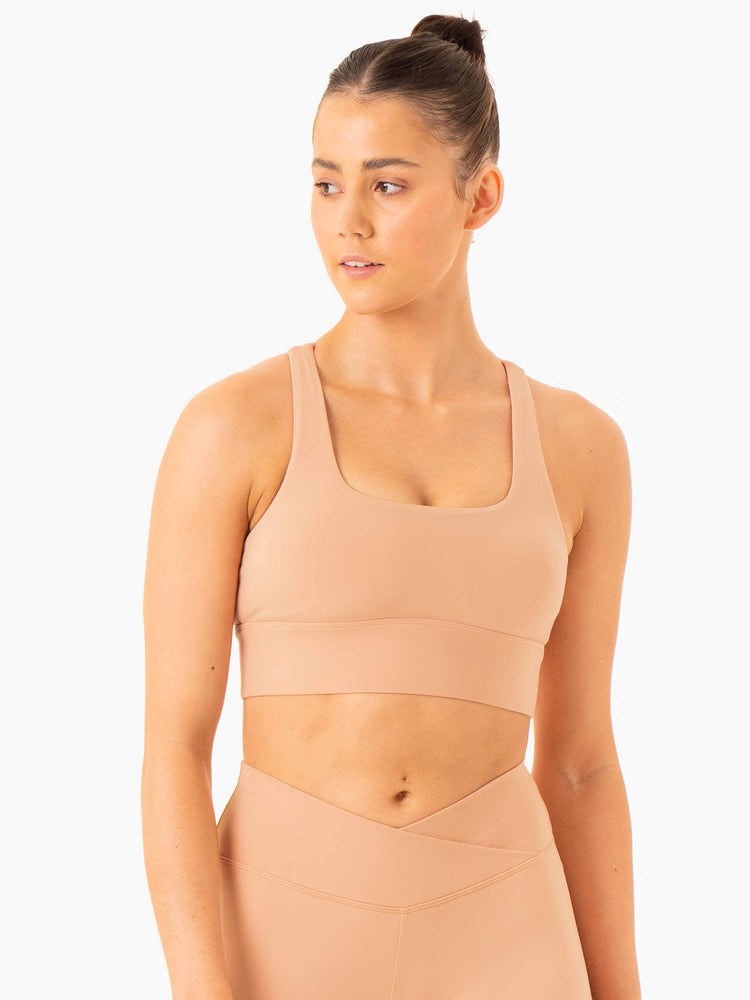 Ryderwear Flow Square Neck Sports Bra Tan | FCSZ-34612