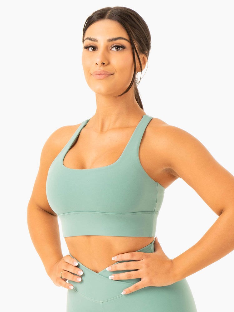 Ryderwear Flow Square Neck Sports Bra Zelene | NJVS-79046