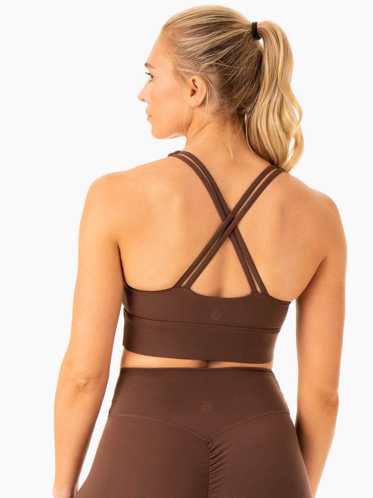 Ryderwear Flow Square Neck Sports Bra Čokolády | GJYK-78302