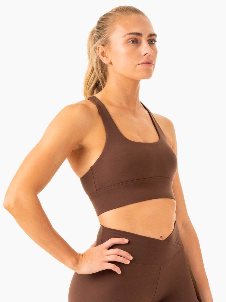 Ryderwear Flow Square Neck Sports Bra Čokolády | GJYK-78302