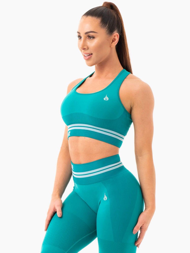 Ryderwear Freestyle Seamless Longline Sports Bra Teal | BDTR-98745