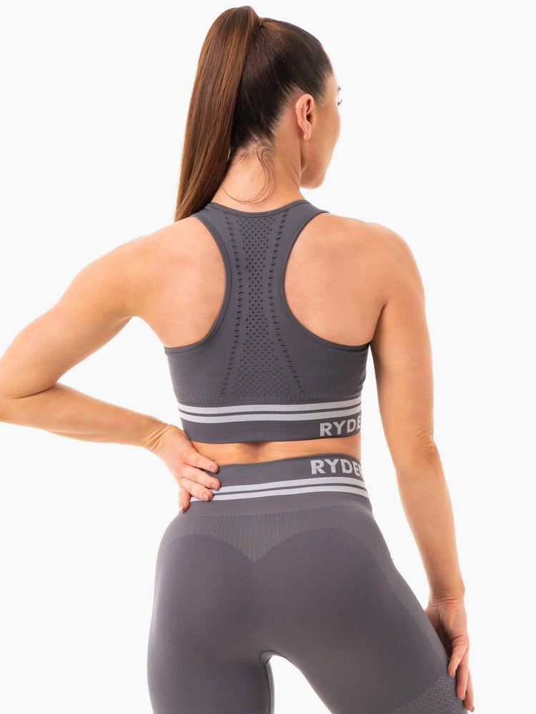 Ryderwear Freestyle Seamless Longline Sports Bra Charcoal | YJGA-15084