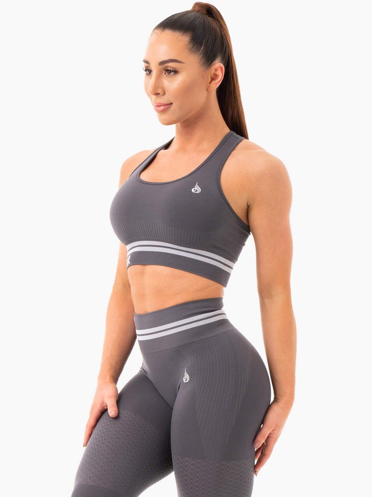 Ryderwear Freestyle Seamless Longline Sports Bra Charcoal | YJGA-15084