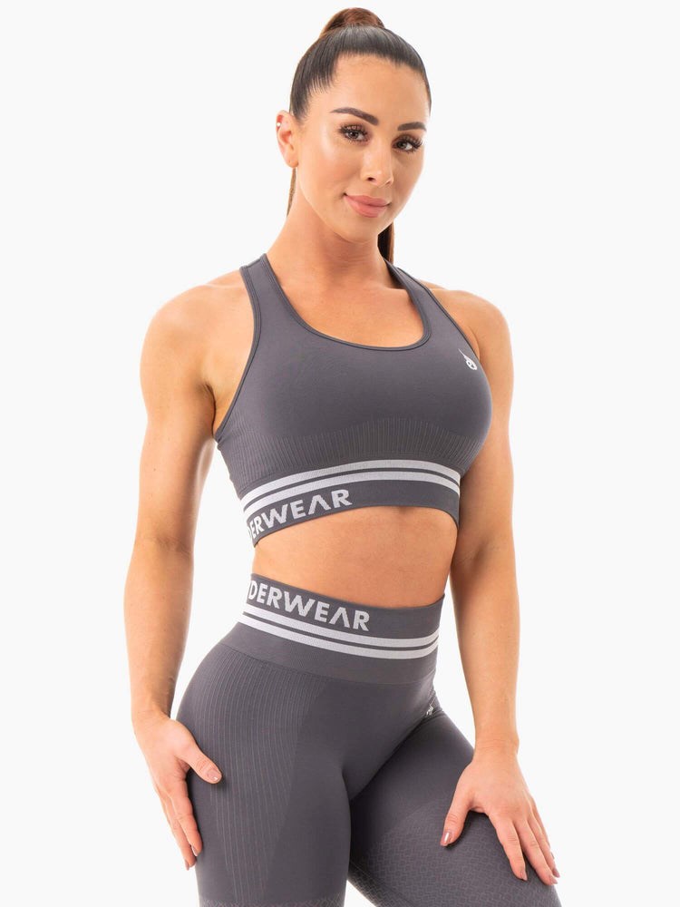 Ryderwear Freestyle Seamless Longline Sports Bra Charcoal | YJGA-15084