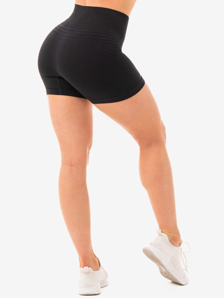 Ryderwear Geo Seamless High Waisted Shorts Černé | JRXN-23780