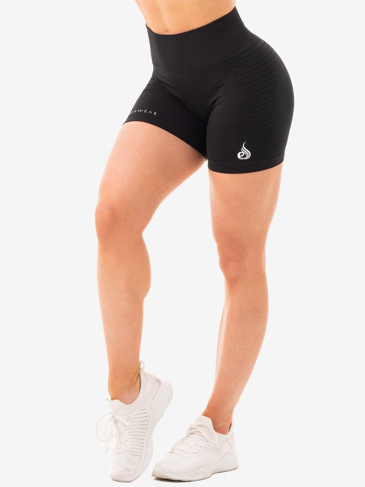 Ryderwear Geo Seamless High Waisted Shorts Černé | JRXN-23780