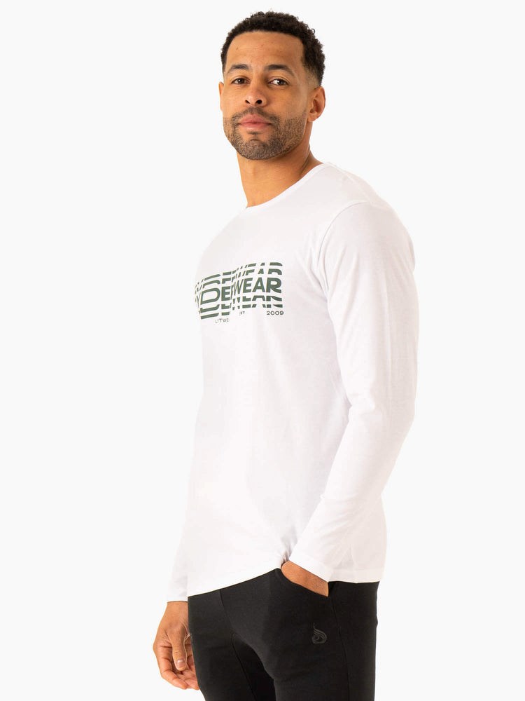 Ryderwear Grafická Long Sleeve T-Shirt Bílé | QJTU-82641