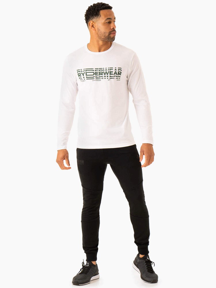 Ryderwear Grafická Long Sleeve T-Shirt Bílé | QJTU-82641