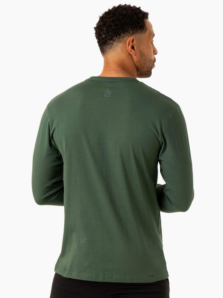 Ryderwear Grafická Long Sleeve T-Shirt Tmavě Zelene | IEDM-47539