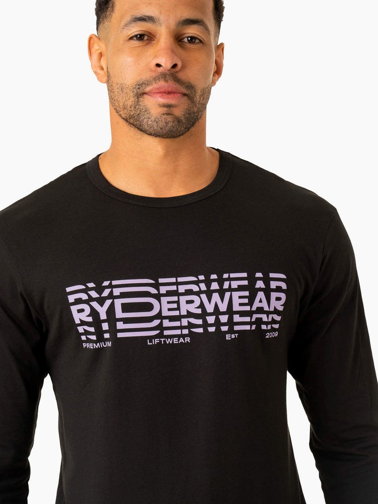 Ryderwear Grafická Long Sleeve T-Shirt Černé | ROQC-90473