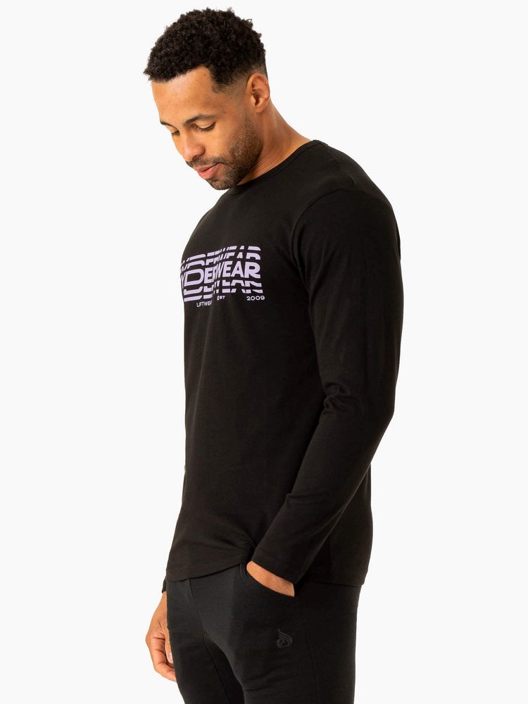 Ryderwear Grafická Long Sleeve T-Shirt Černé | ROQC-90473