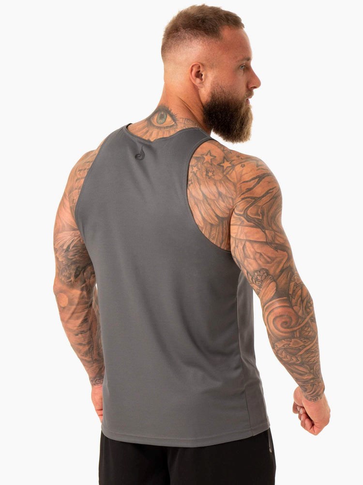 Ryderwear Heighten Mesh Regular Tank Charcoal | RNGE-61058