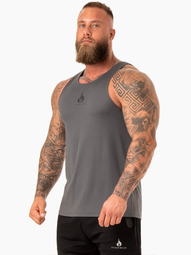 Ryderwear Heighten Mesh Regular Tank Charcoal | RNGE-61058