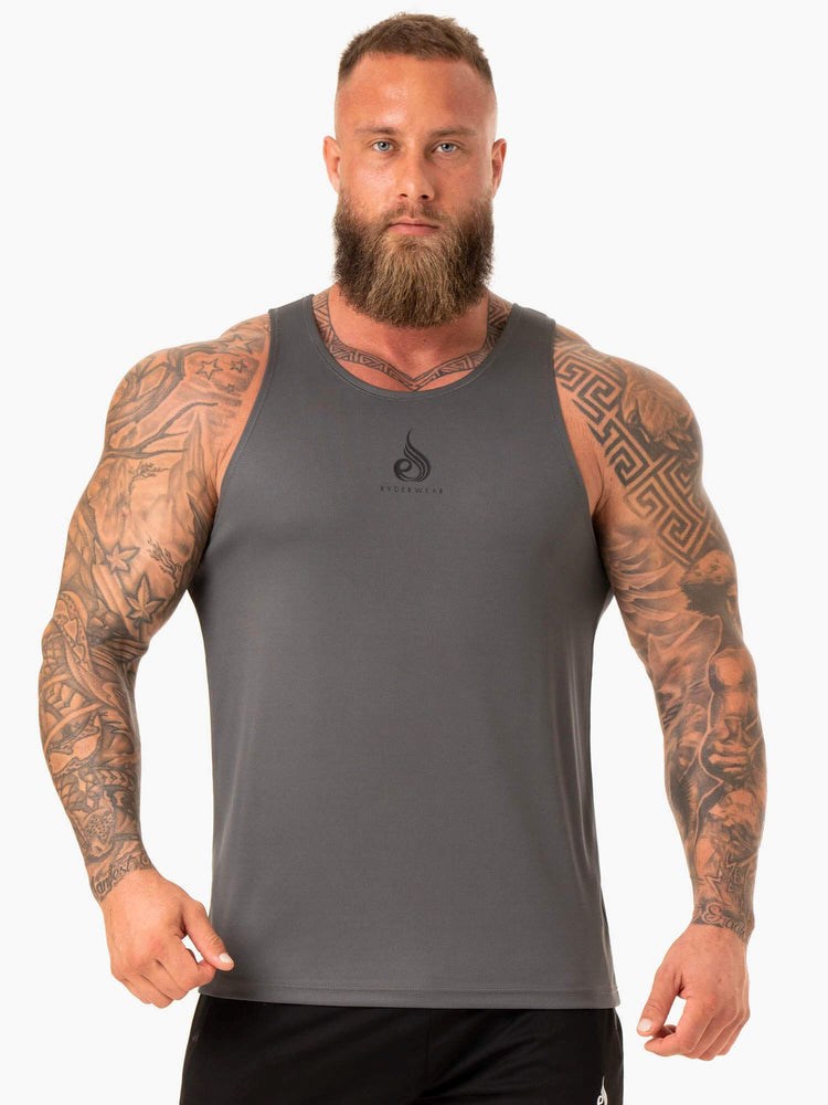 Ryderwear Heighten Mesh Regular Tank Charcoal | RNGE-61058