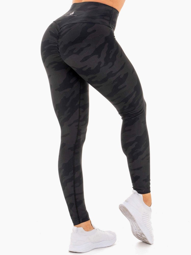 Ryderwear High Waisted Camo Leggings Černé Maskáčové | UCFP-02439