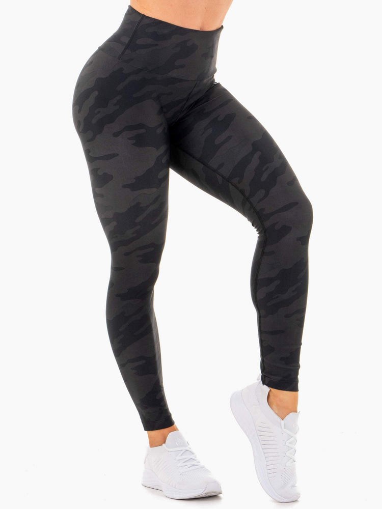 Ryderwear High Waisted Camo Leggings Černé Maskáčové | UCFP-02439