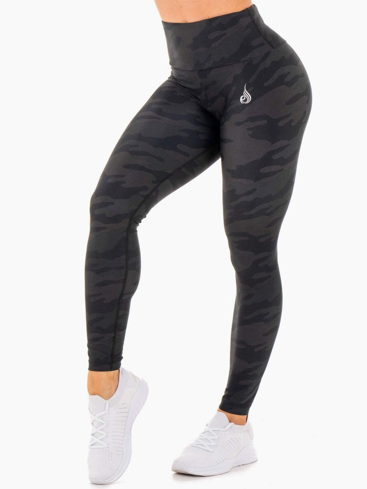 Ryderwear High Waisted Camo Leggings Černé Maskáčové | UCFP-02439