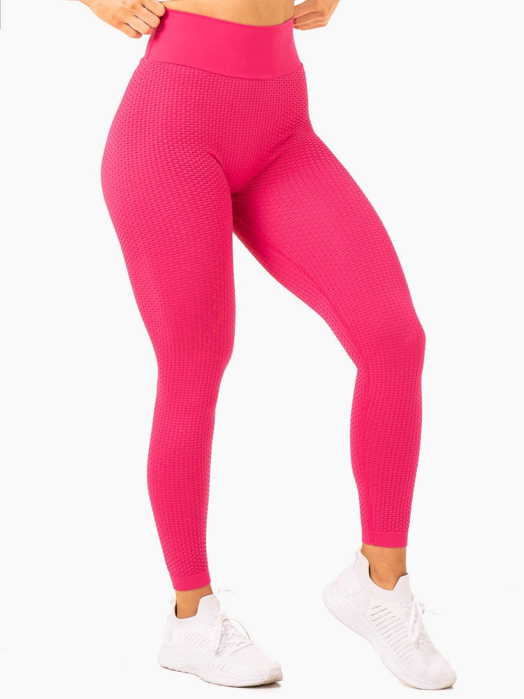 Ryderwear Honeycomb Scrunch Seamless Leggings Růžové | IQUO-38251