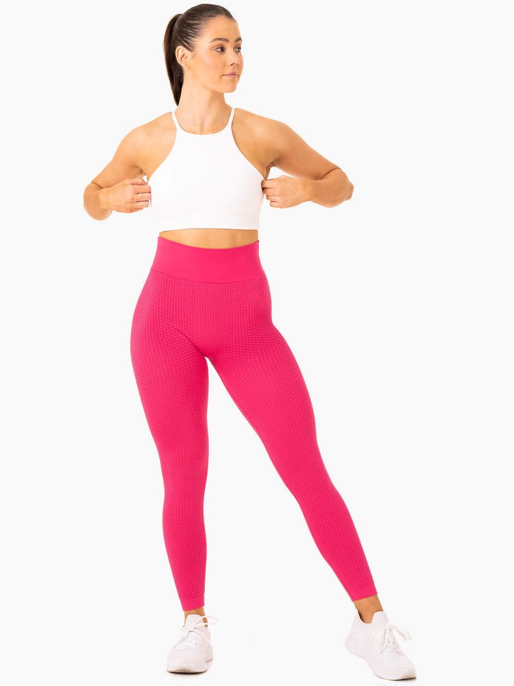 Ryderwear Honeycomb Scrunch Seamless Leggings Růžové | IQUO-38251