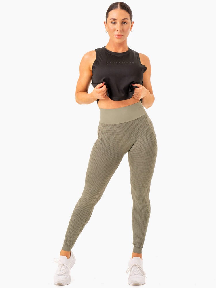 Ryderwear Honeycomb Scrunch Seamless Leggings Hnědožlutý | LHQJ-70194