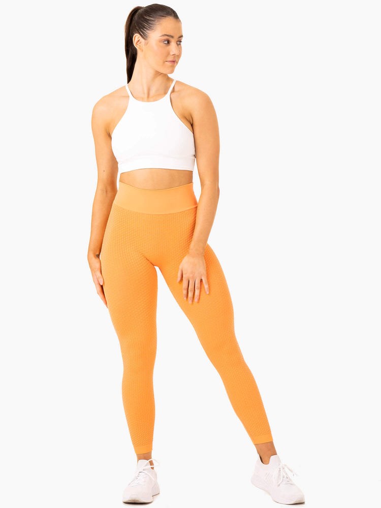 Ryderwear Honeycomb Scrunch Seamless Leggings Mango | ZWXS-28439