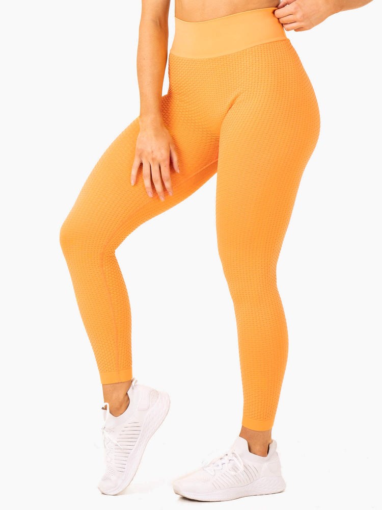 Ryderwear Honeycomb Scrunch Seamless Leggings Mango | ZWXS-28439