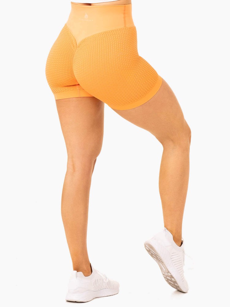 Ryderwear Honeycomb Scrunch Seamless Shorts Mango | BYTJ-76341