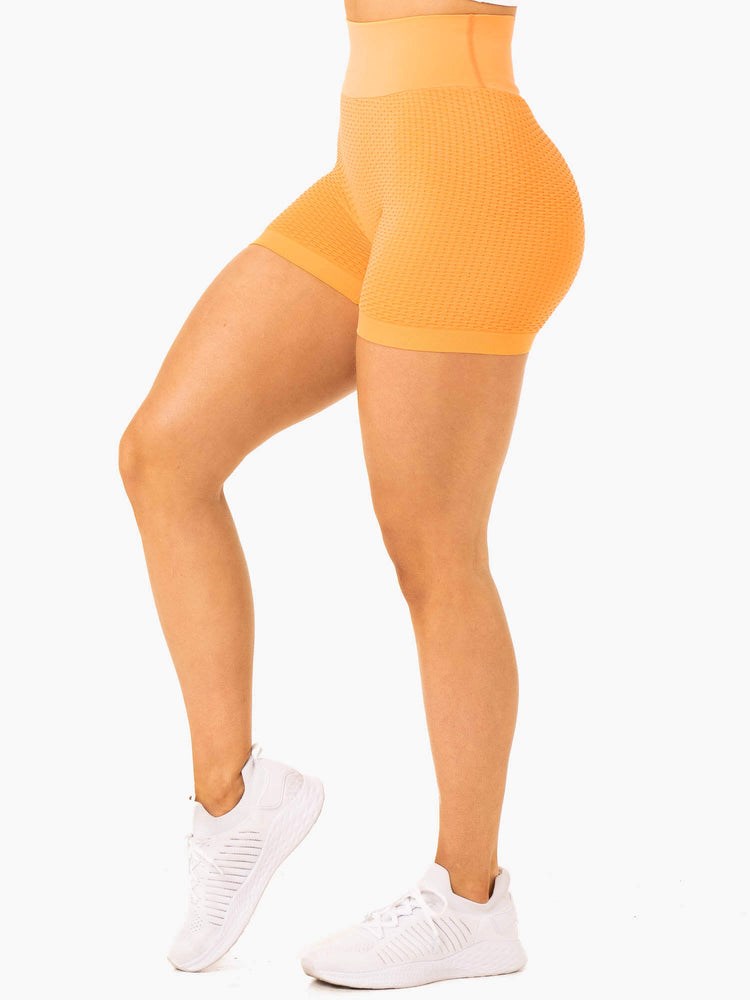 Ryderwear Honeycomb Scrunch Seamless Shorts Mango | BYTJ-76341