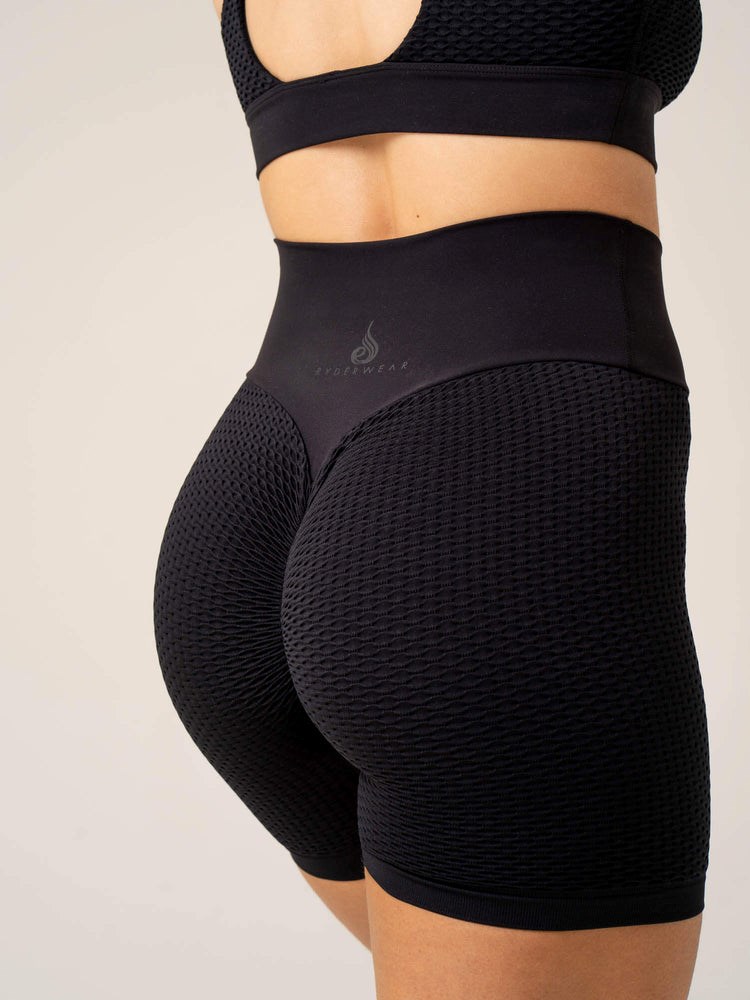 Ryderwear Honeycomb Scrunch Seamless Shorts Černé | CAXW-85461