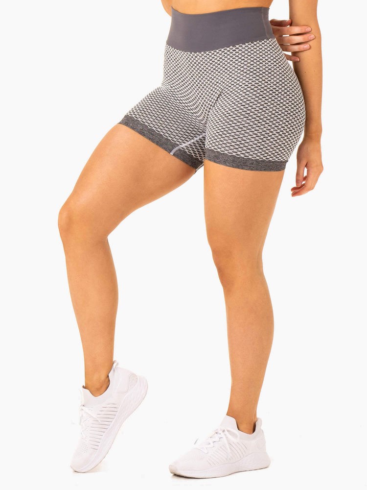 Ryderwear Honeycomb Scrunch Seamless Shorts Šedé | ONIK-34926