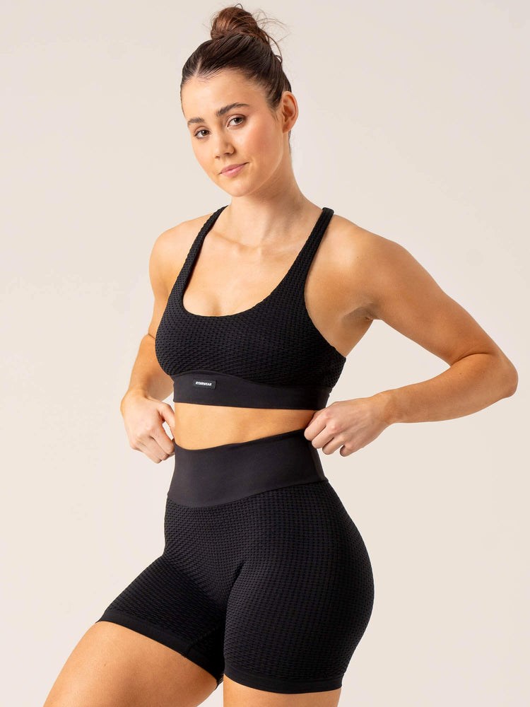 Ryderwear Honeycomb Seamless Sports Bra Černé | IGBM-45189