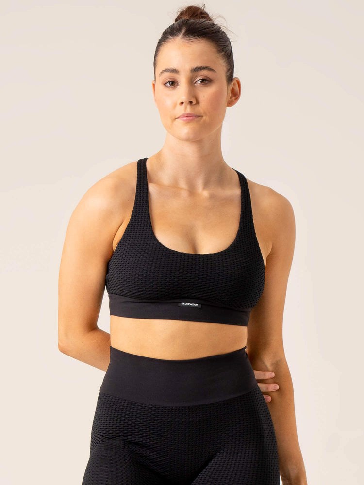 Ryderwear Honeycomb Seamless Sports Bra Černé | IGBM-45189