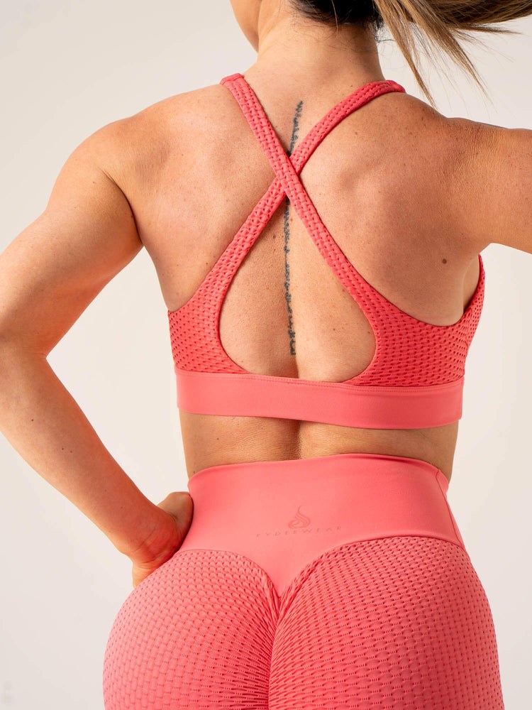 Ryderwear Honeycomb Seamless Sports Bra Koralove Růžové | MOLS-82673