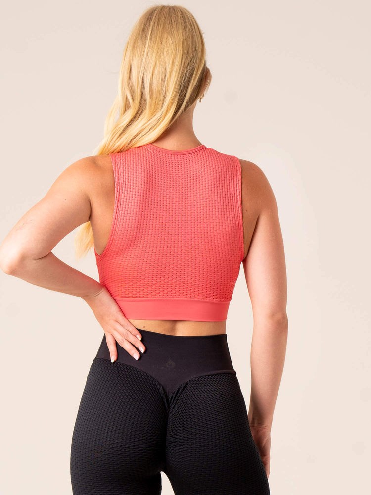 Ryderwear Honeycomb Seamless Tank Koralove Růžové | ULNG-97835