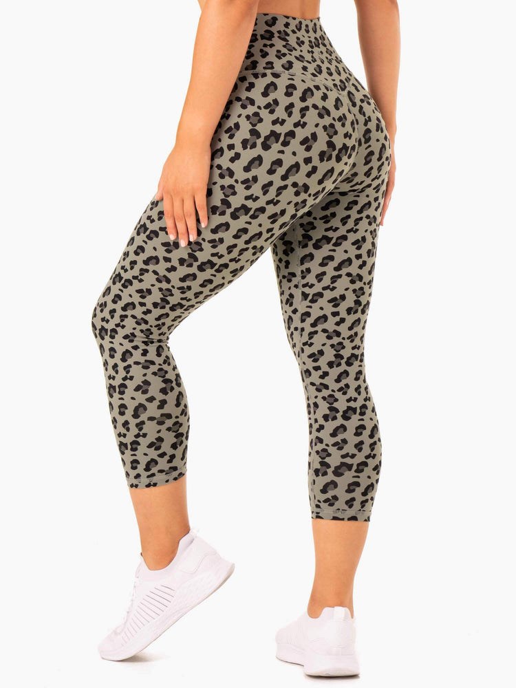 Ryderwear Hybridní 7/8 Leggings Hnědožlutý Leopard | RSAM-17063