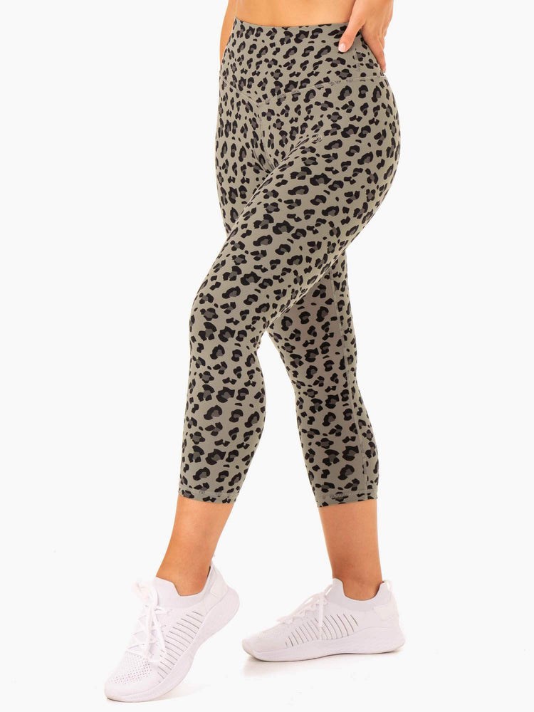 Ryderwear Hybridní 7/8 Leggings Hnědožlutý Leopard | RSAM-17063