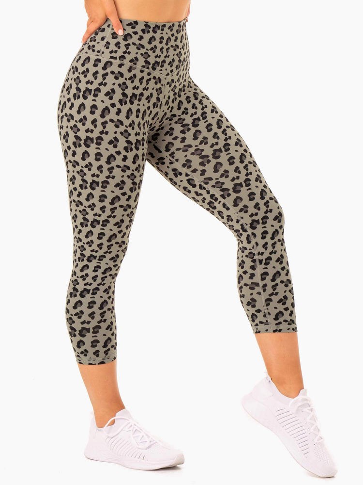 Ryderwear Hybridní 7/8 Leggings Hnědožlutý Leopard | RSAM-17063