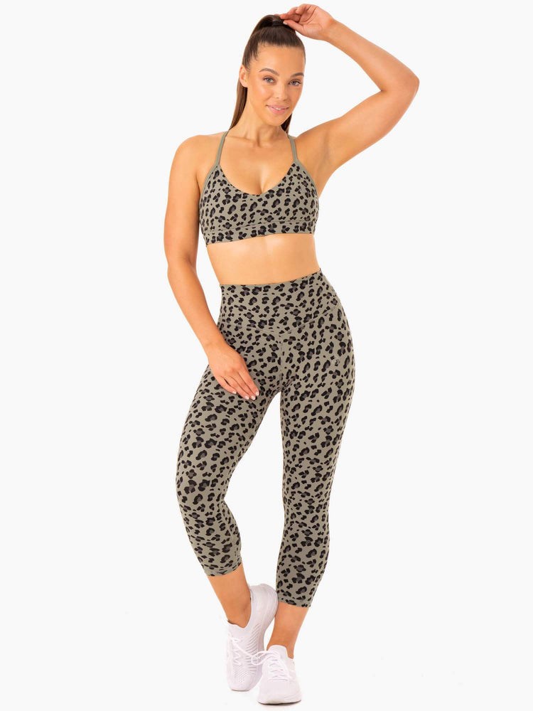 Ryderwear Hybridní 7/8 Leggings Hnědožlutý Leopard | RSAM-17063