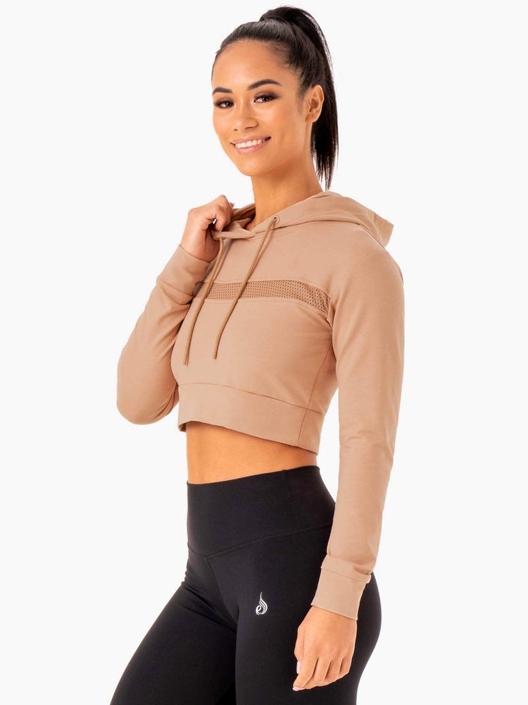 Ryderwear Hybridní Fitted Hoodie Tan | VXLN-24953