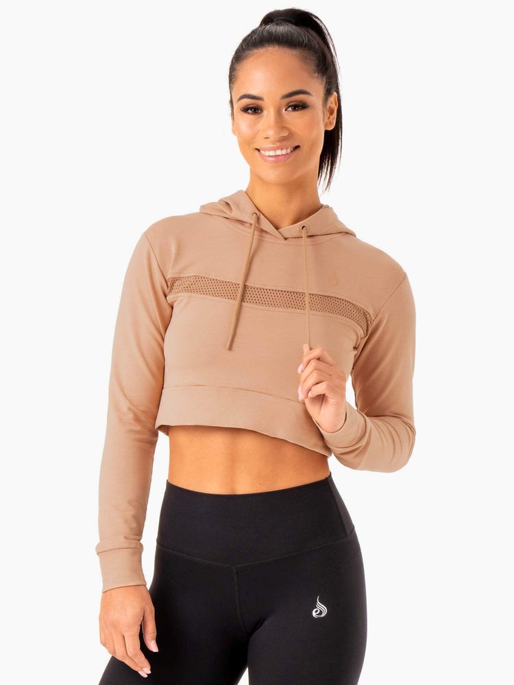 Ryderwear Hybridní Fitted Hoodie Tan | VXLN-24953