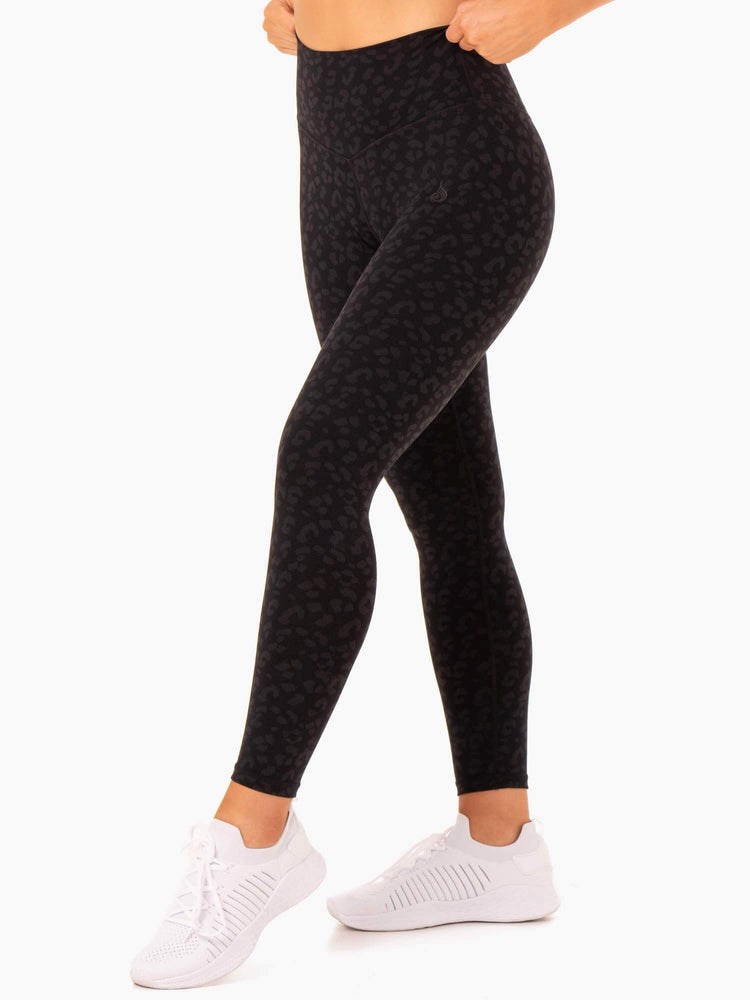 Ryderwear Hybridní Full Length Leggings Černé Leopard | BNZA-87542