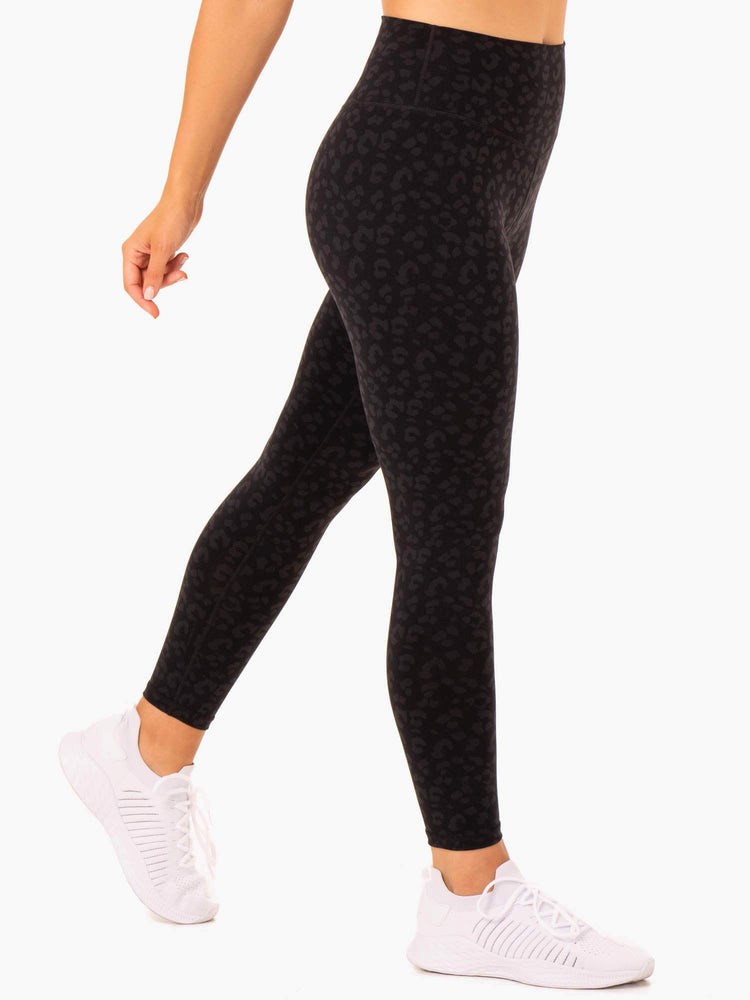 Ryderwear Hybridní Full Length Leggings Černé Leopard | BNZA-87542