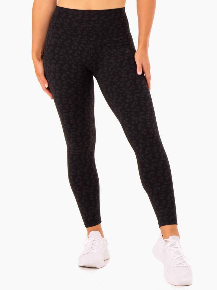 Ryderwear Hybridní Full Length Leggings Černé Leopard | BNZA-87542