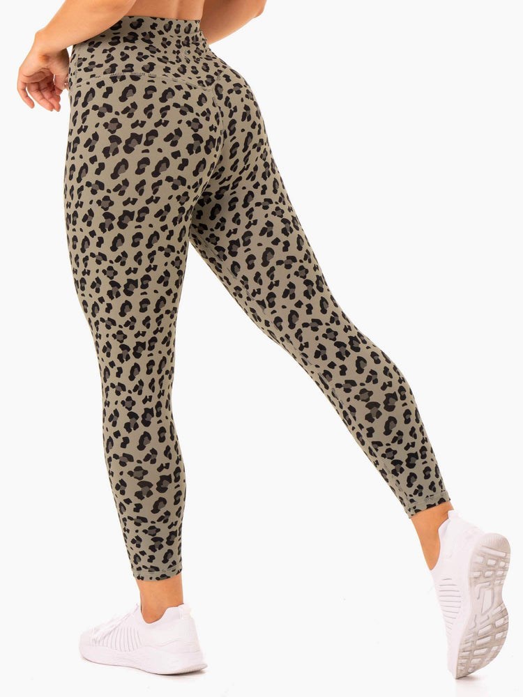 Ryderwear Hybridní Full Length Leggings Hnědožlutý Leopard | DGOU-16302