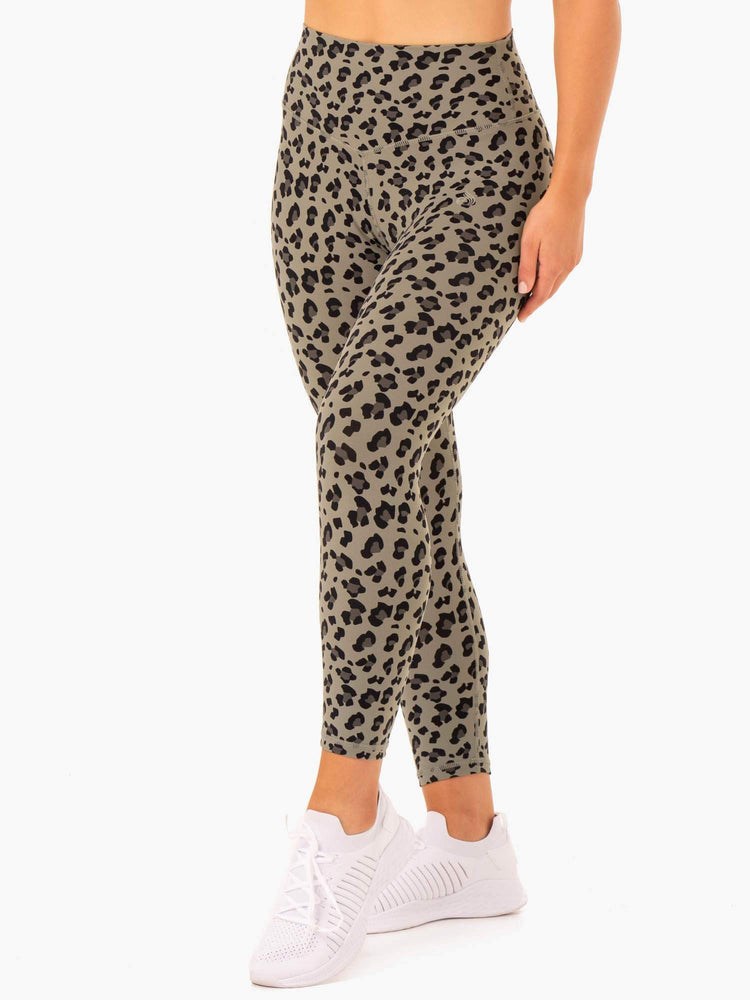 Ryderwear Hybridní Full Length Leggings Hnědožlutý Leopard | DGOU-16302